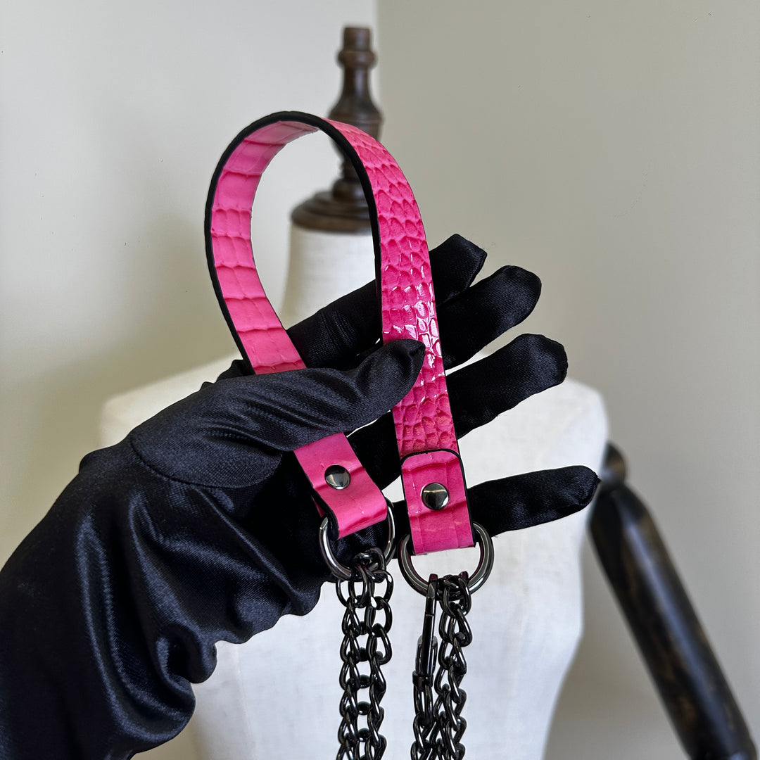 Rose Red Crocodile Leather Chain choker