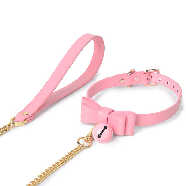 Geniune Leather bell choker with leash