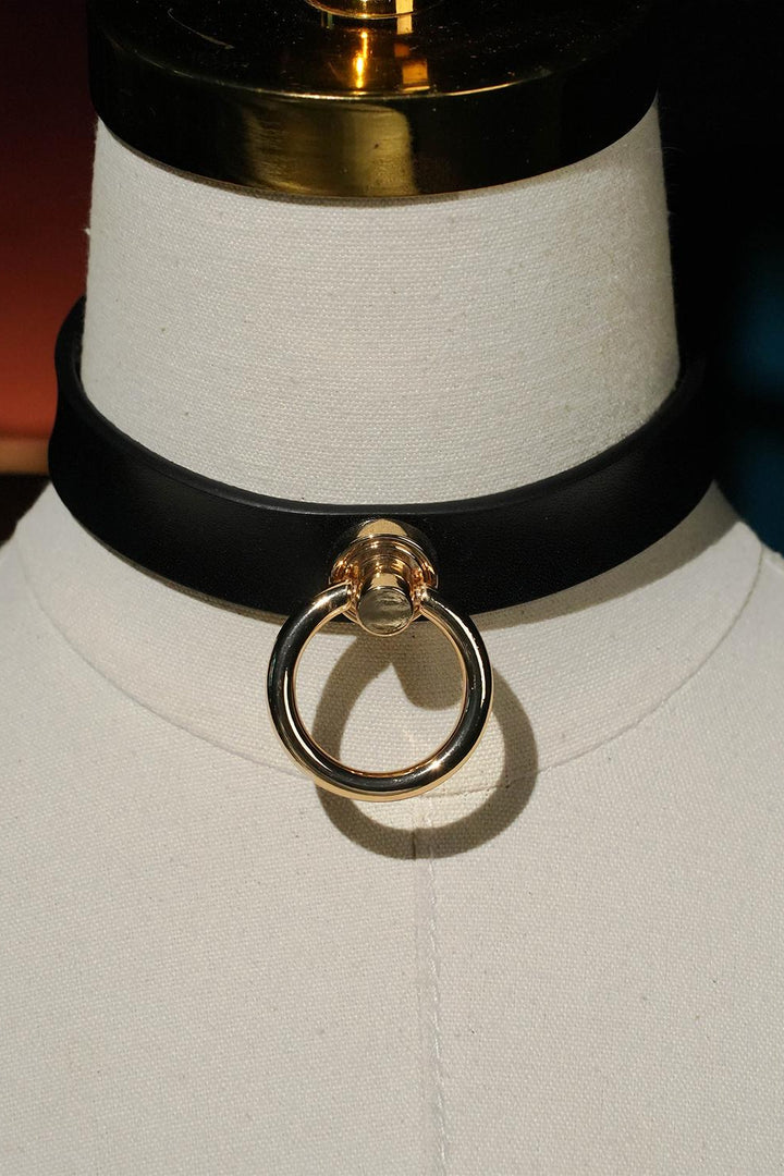 Black Choker with Gold O-Ring