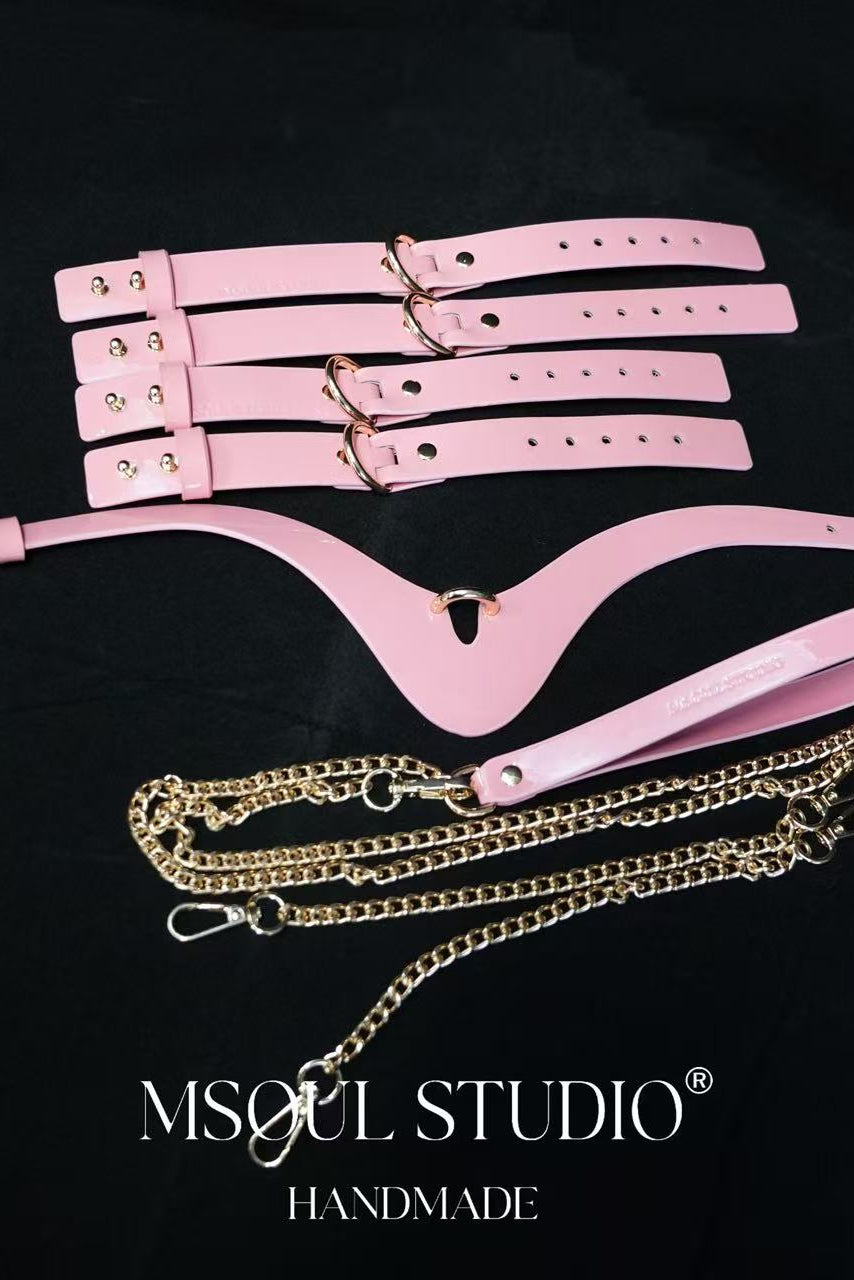 Pink Glossy Bondage Kit 5 in 1