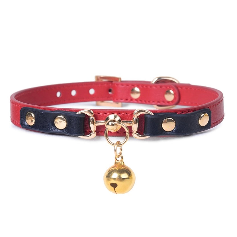 Natural leather Day Choker with Bell