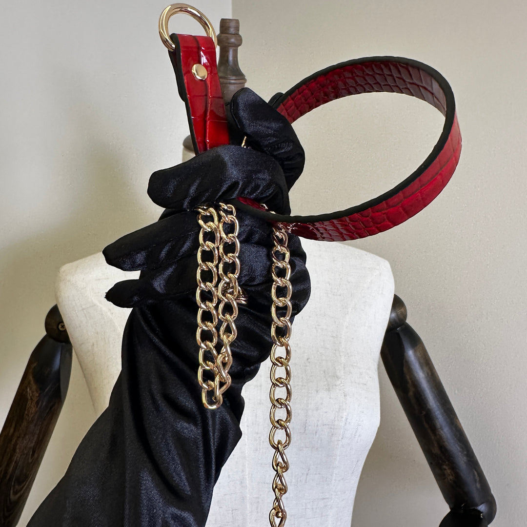 Dark Red Crocodile Paten Choker