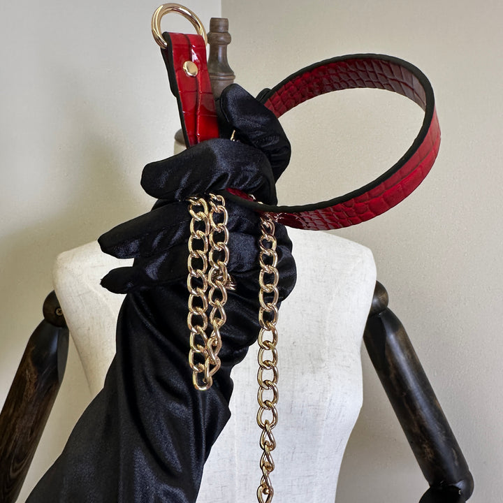 Dark Red Crocodile Paten Choker