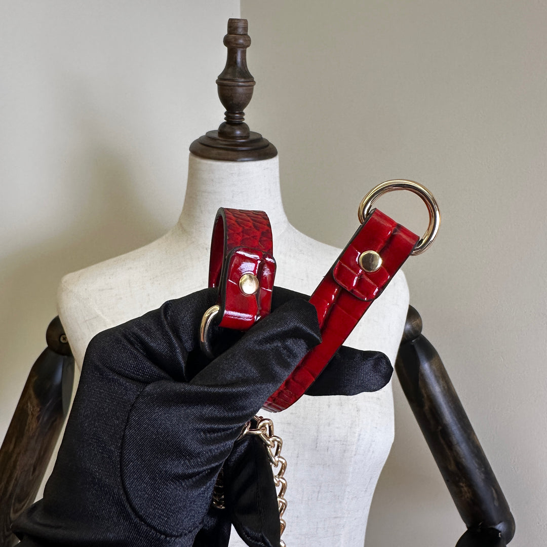 Dark Red Crocodile Paten Choker