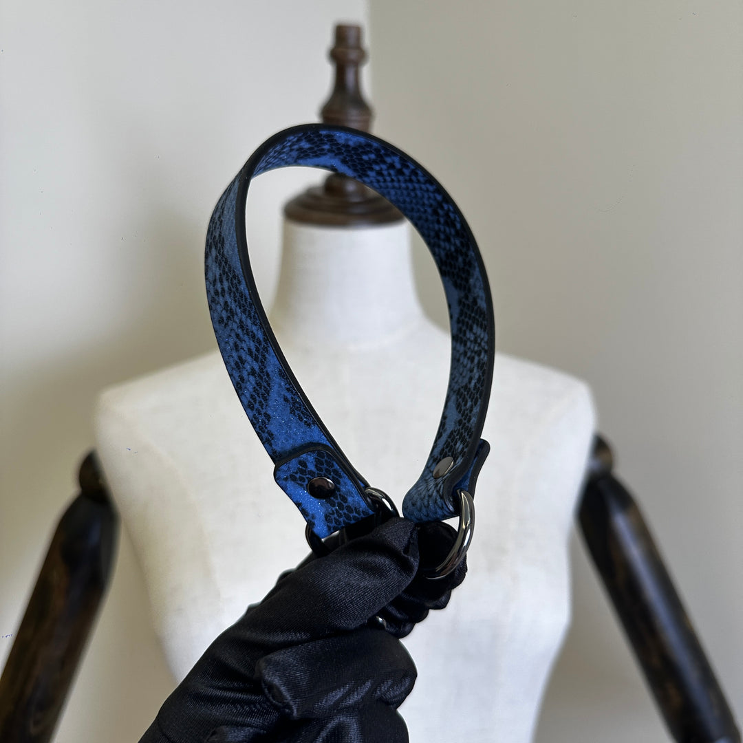 Snake Blue Soft Leather Chain choker