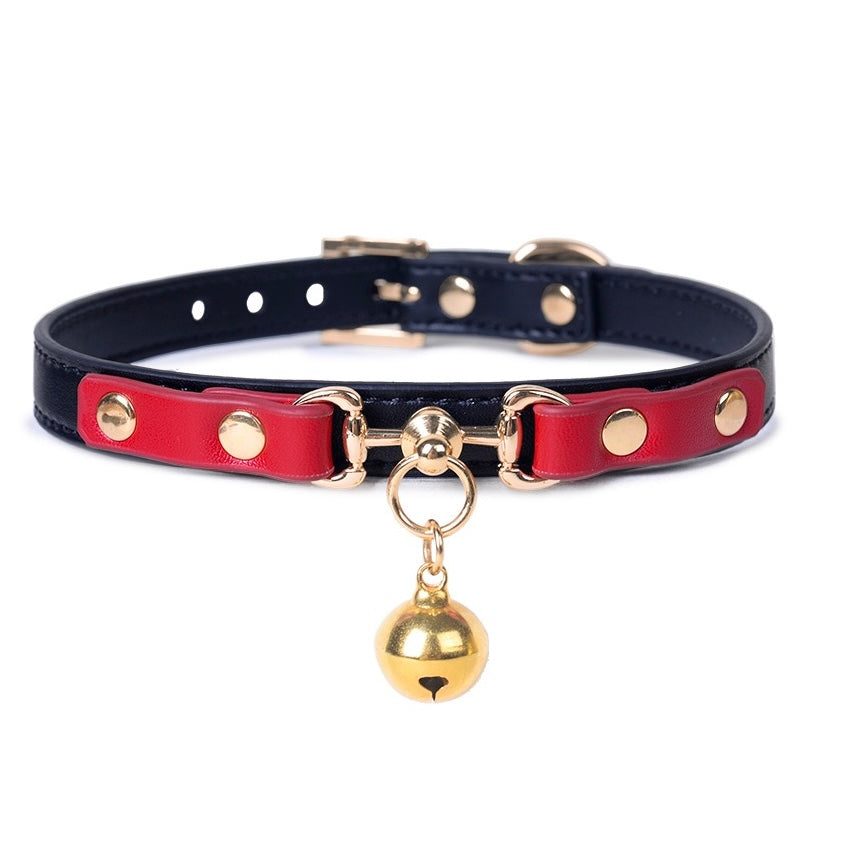 Natural leather Day Choker with Bell