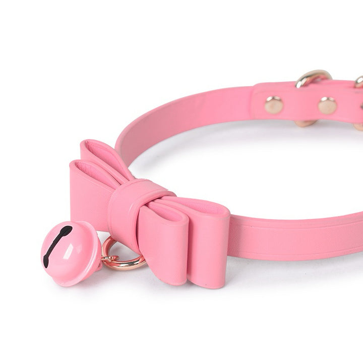 Geniune Leather bell choker with leash