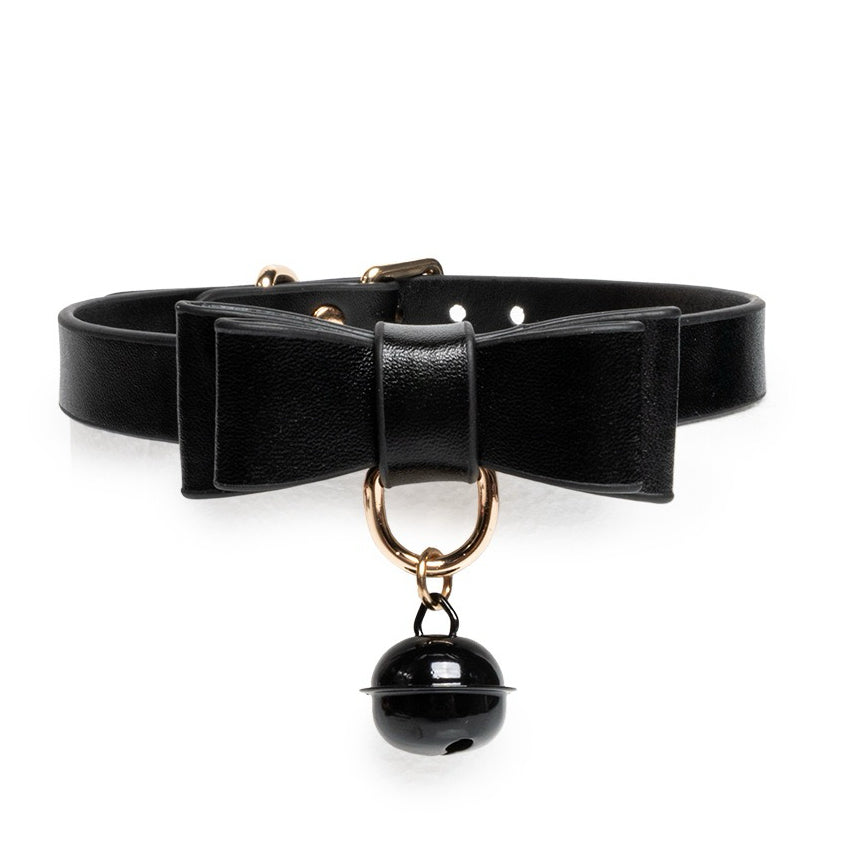 Geniune Leather bell choker with leash