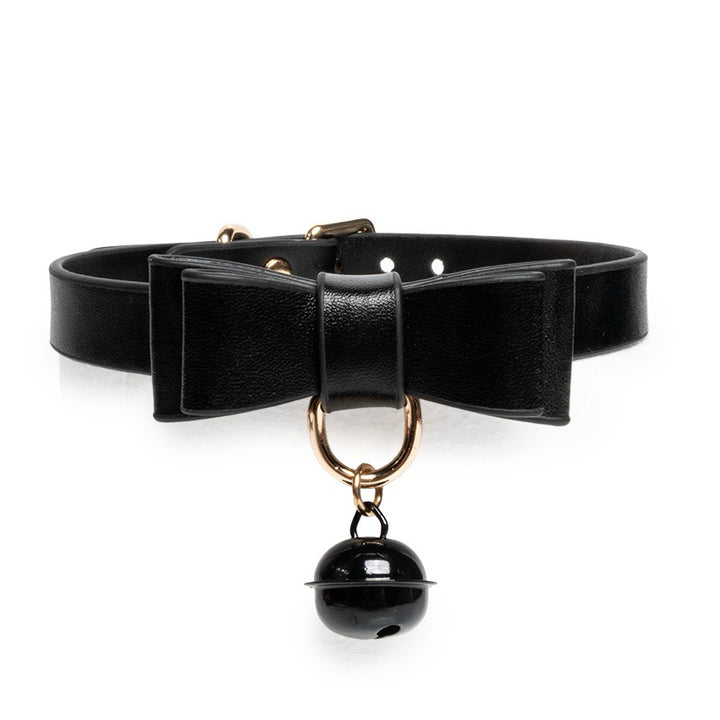 Geniune Leather bell choker with leash