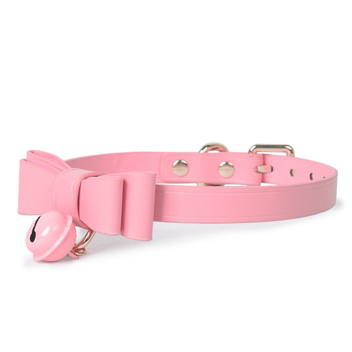 Geniune Leather bell choker with leash