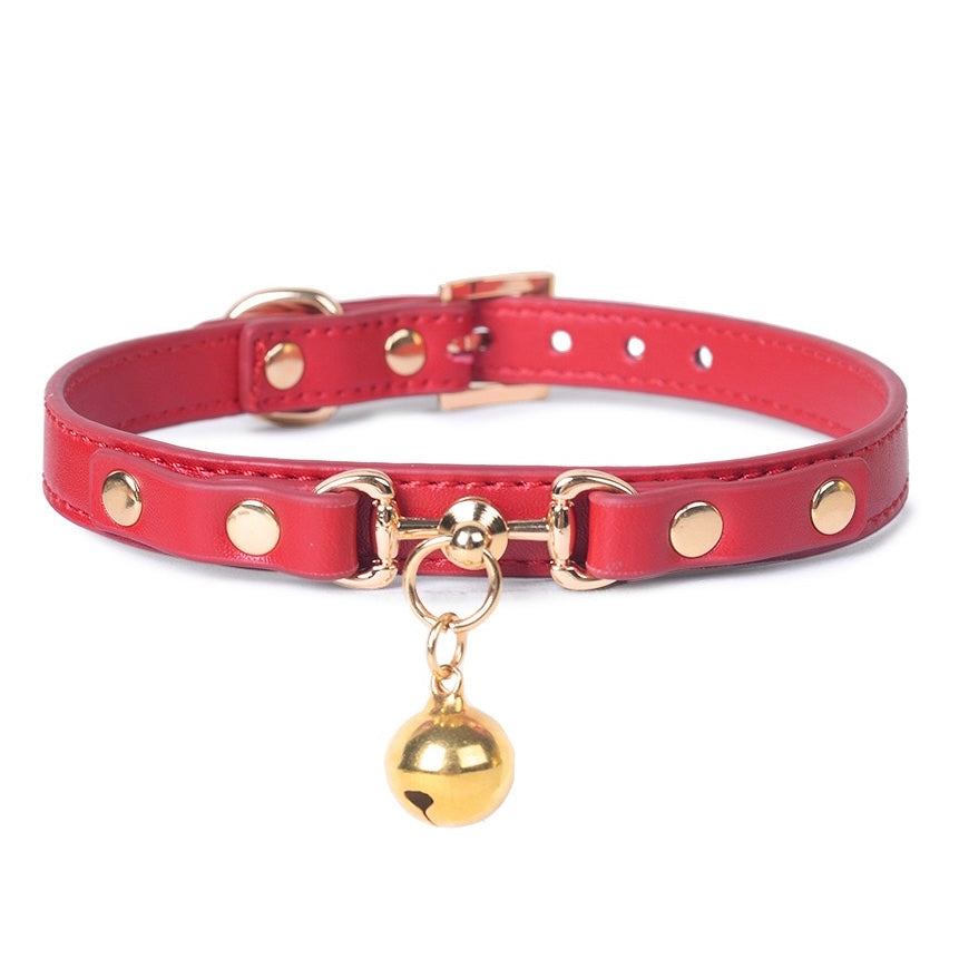 Natural leather Day Choker with Bell