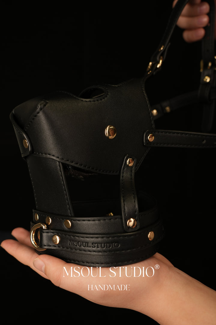 Natural puppy leather mask