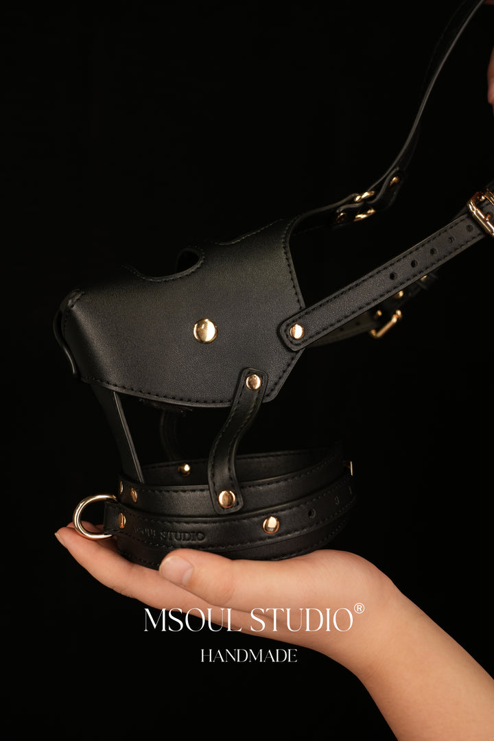 Natural puppy leather mask