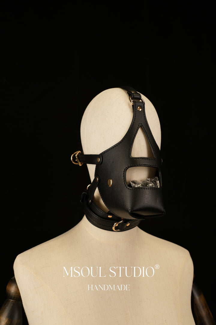 Natural puppy leather mask