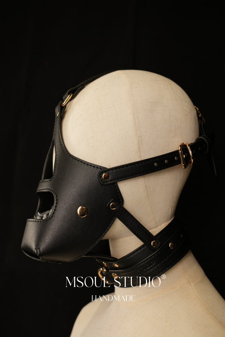 Natural puppy leather mask