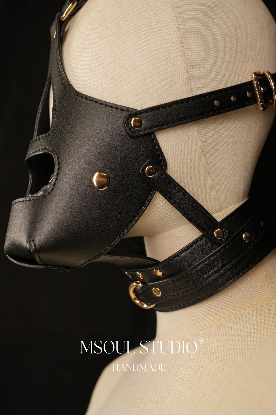 Natural puppy leather mask