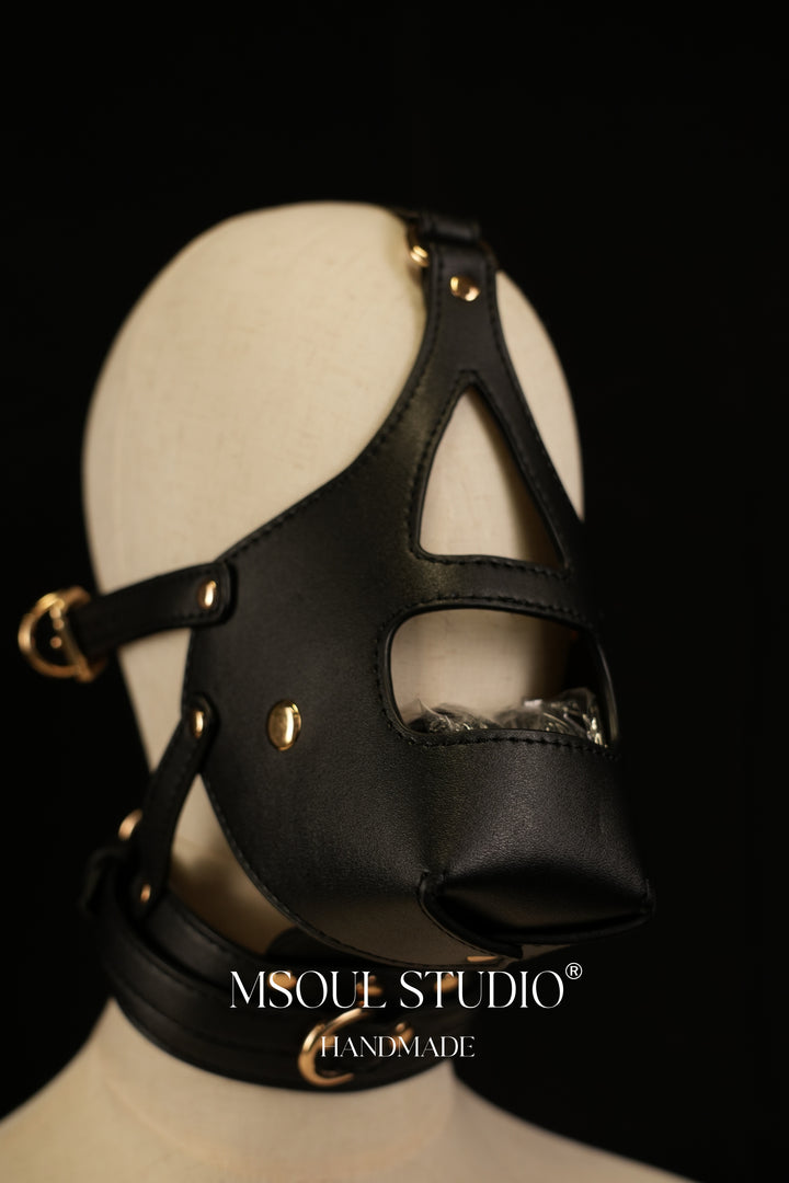 Natural puppy leather mask