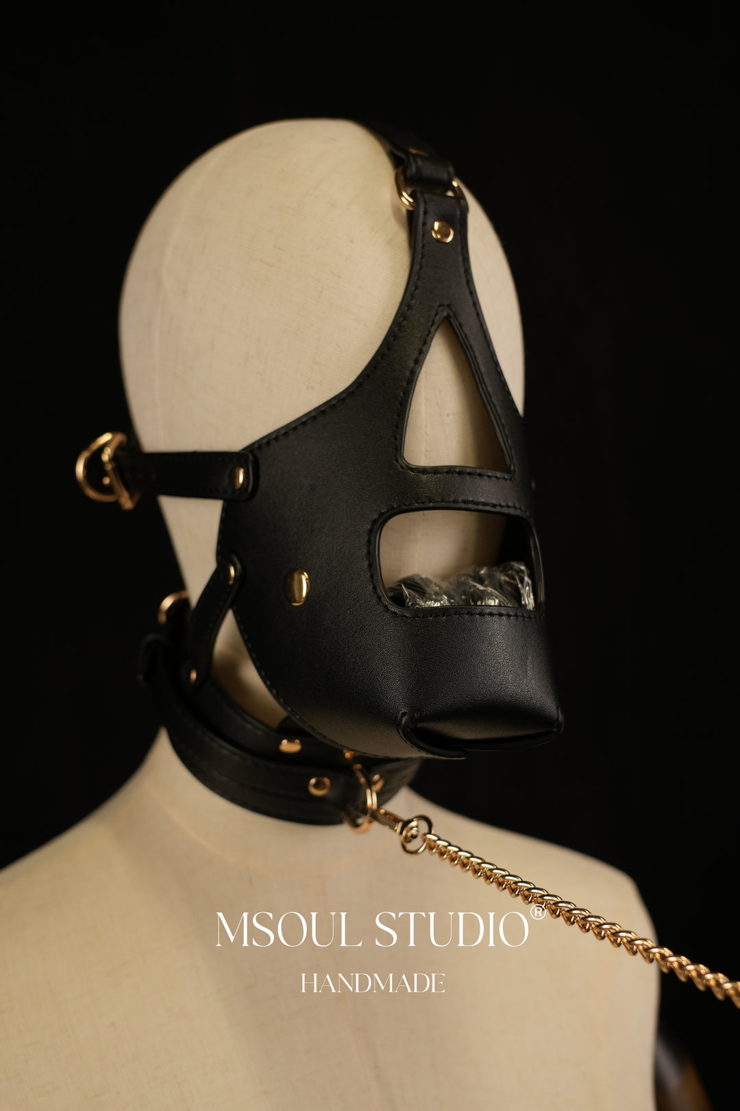 Natural puppy leather mask