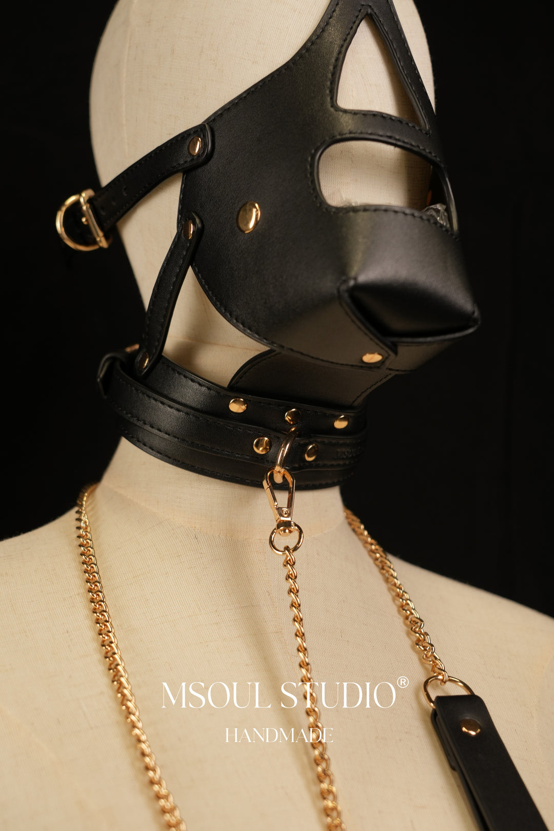 Natural puppy leather mask