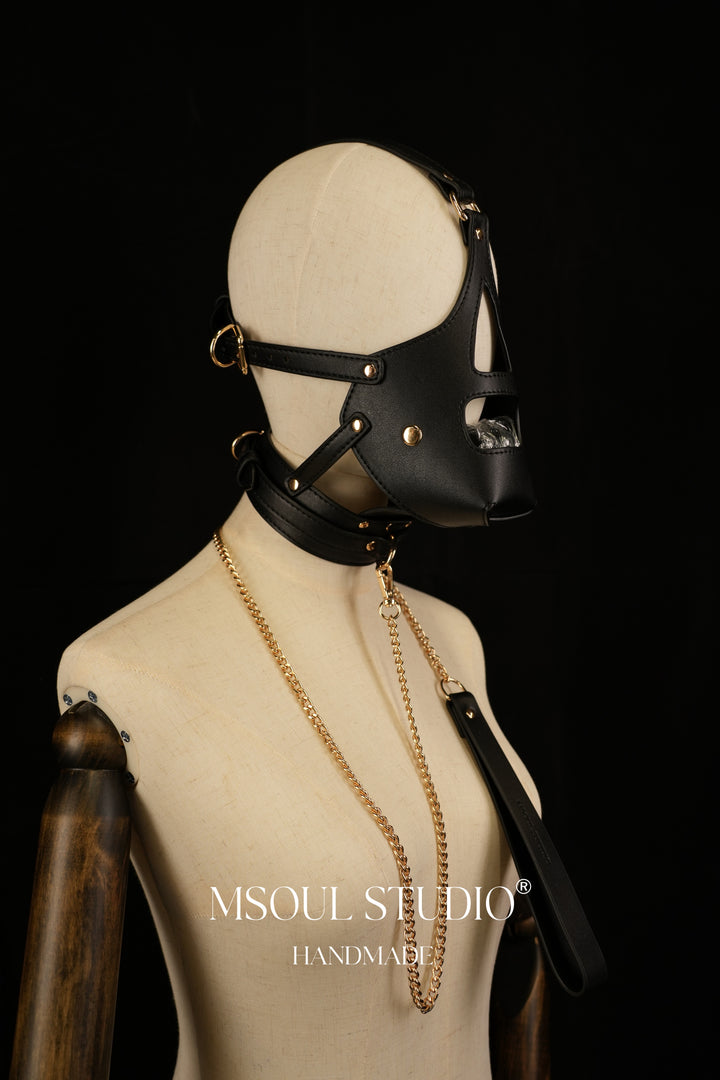 Natural puppy leather mask