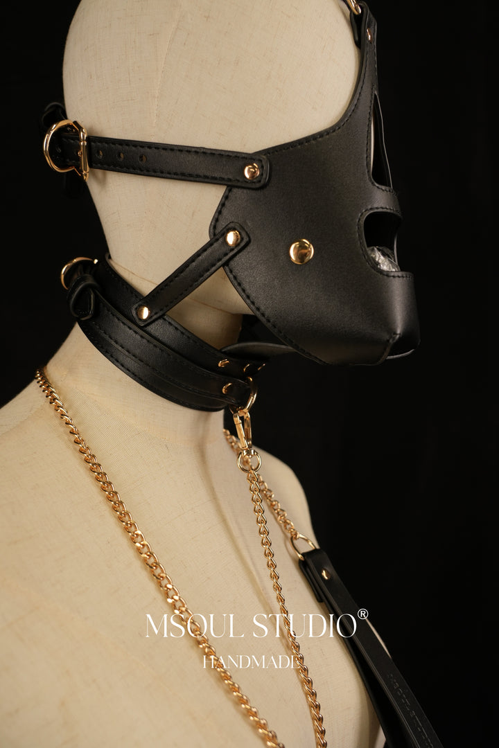 Natural puppy leather mask