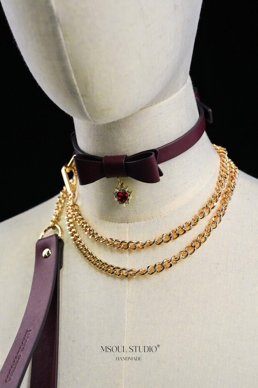 Red Leather Bow Choker