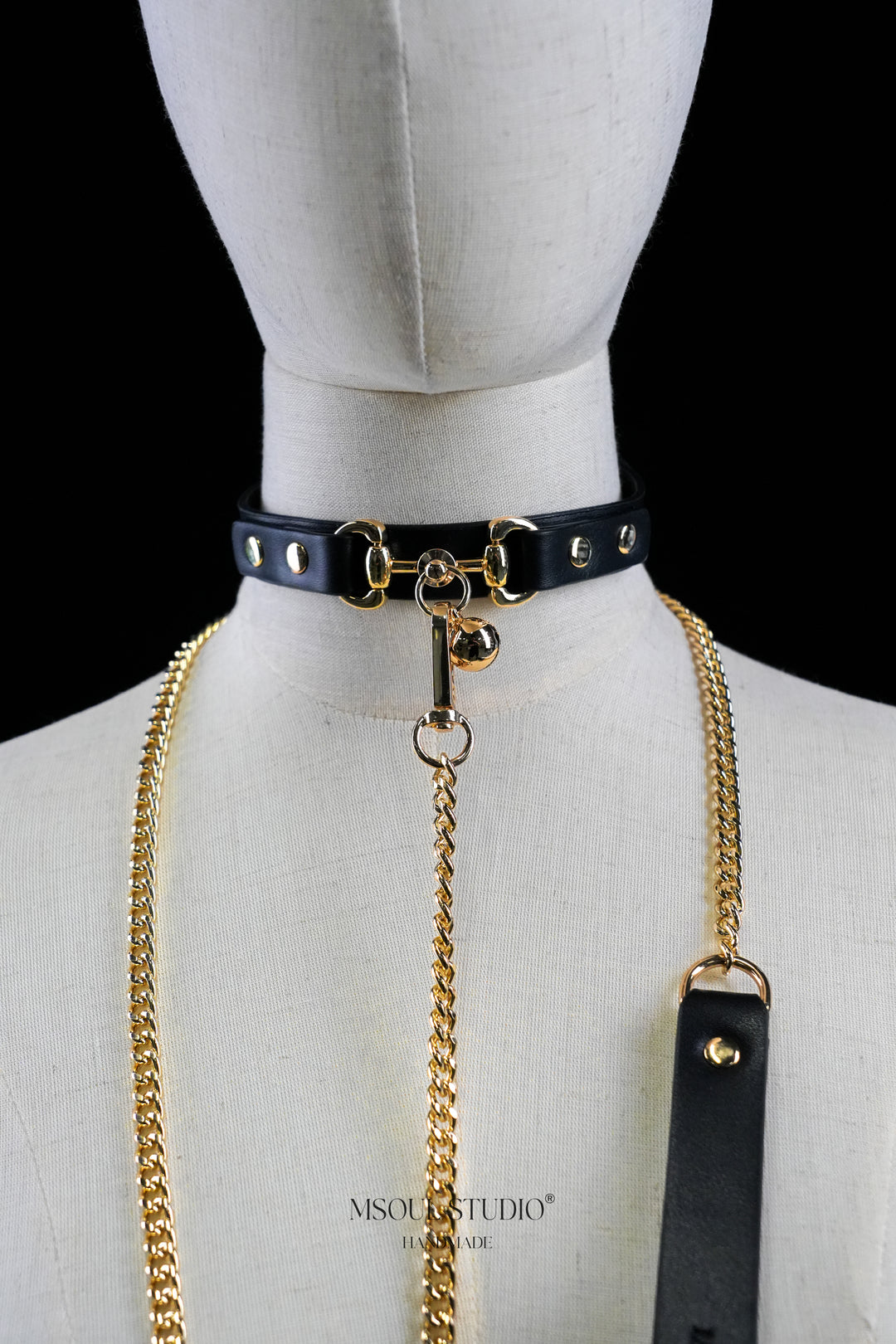 Natural leather Day Choker with Bell