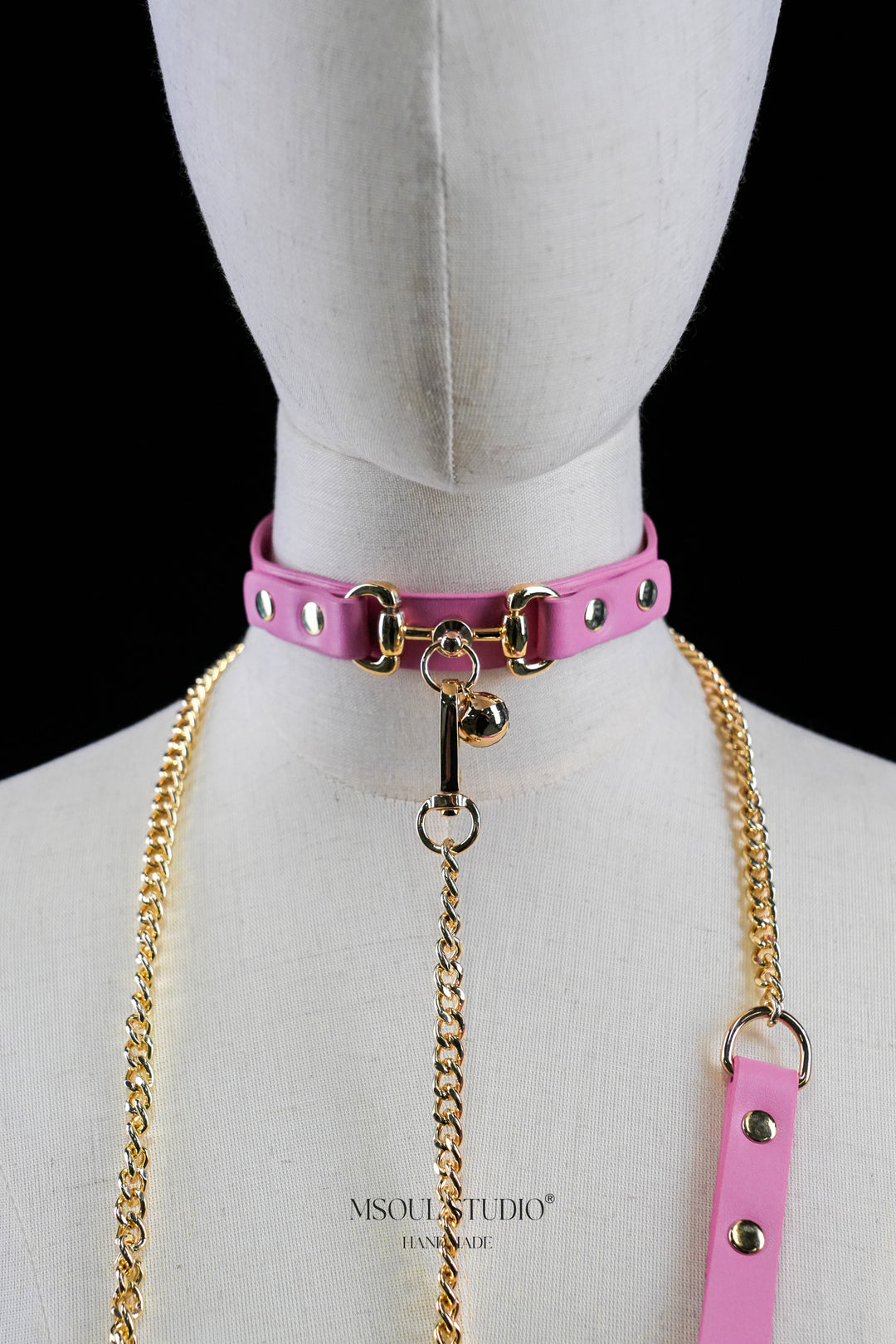 Natural leather Day Choker with Bell