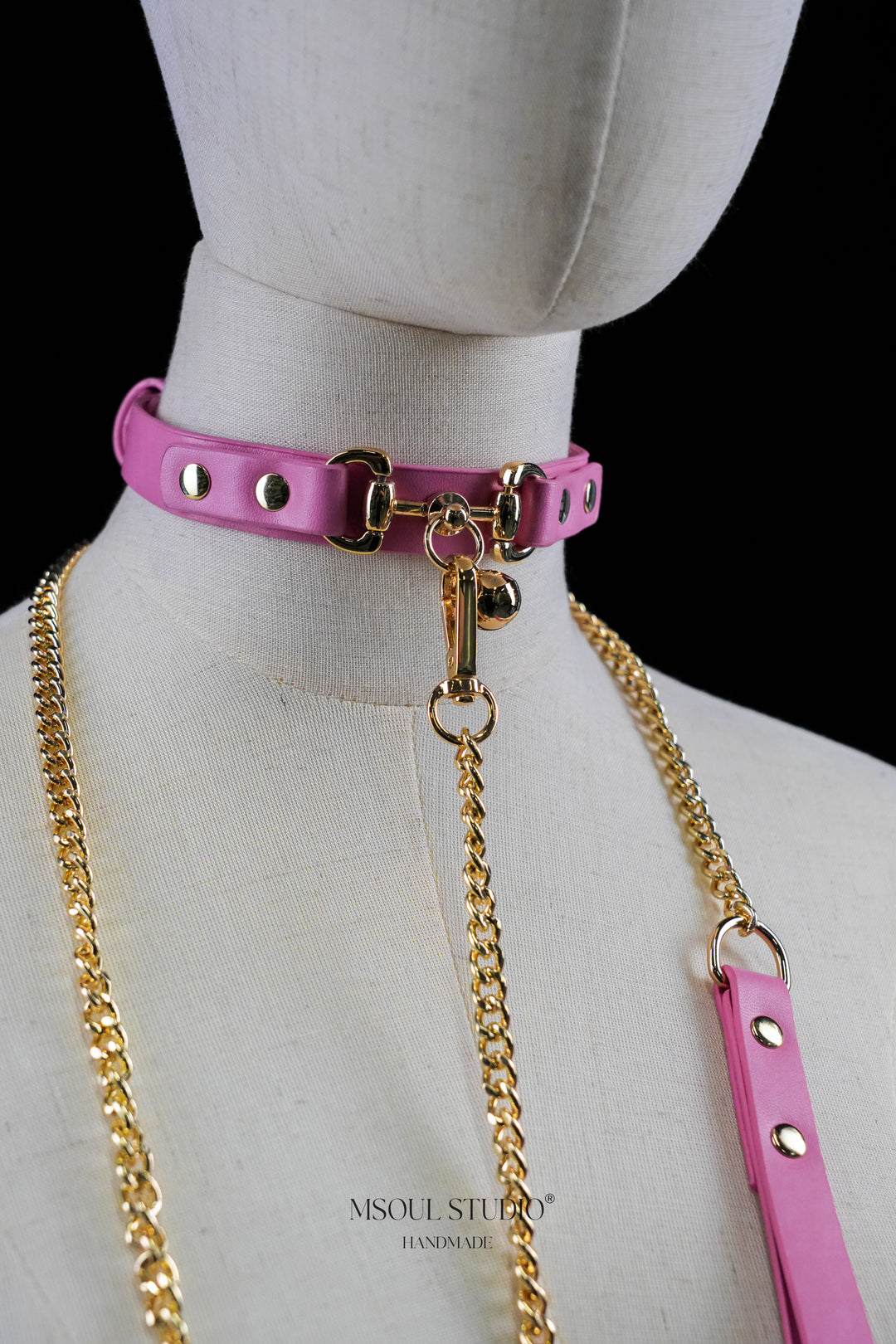 Natural leather Day Choker with Bell