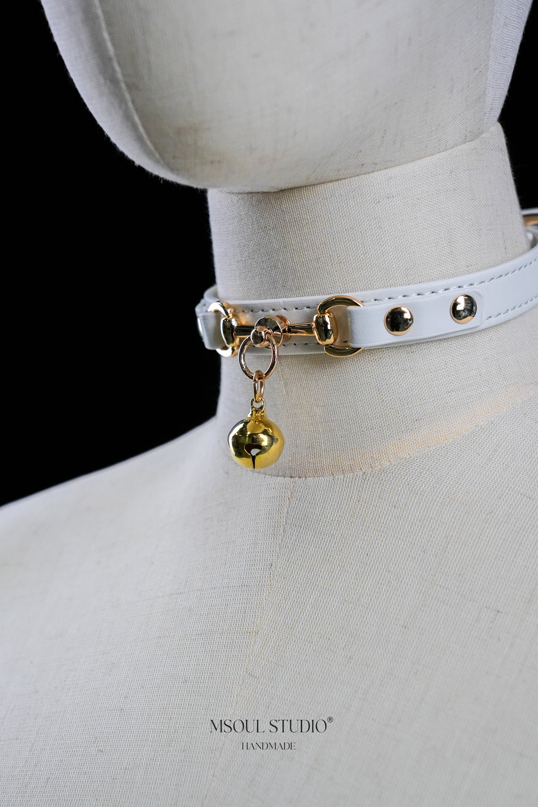 Natural leather Day Choker with Bell