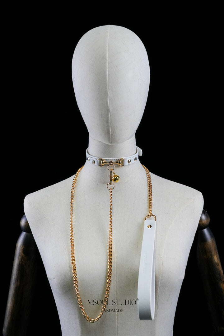 Natural leather Day Choker with Bell
