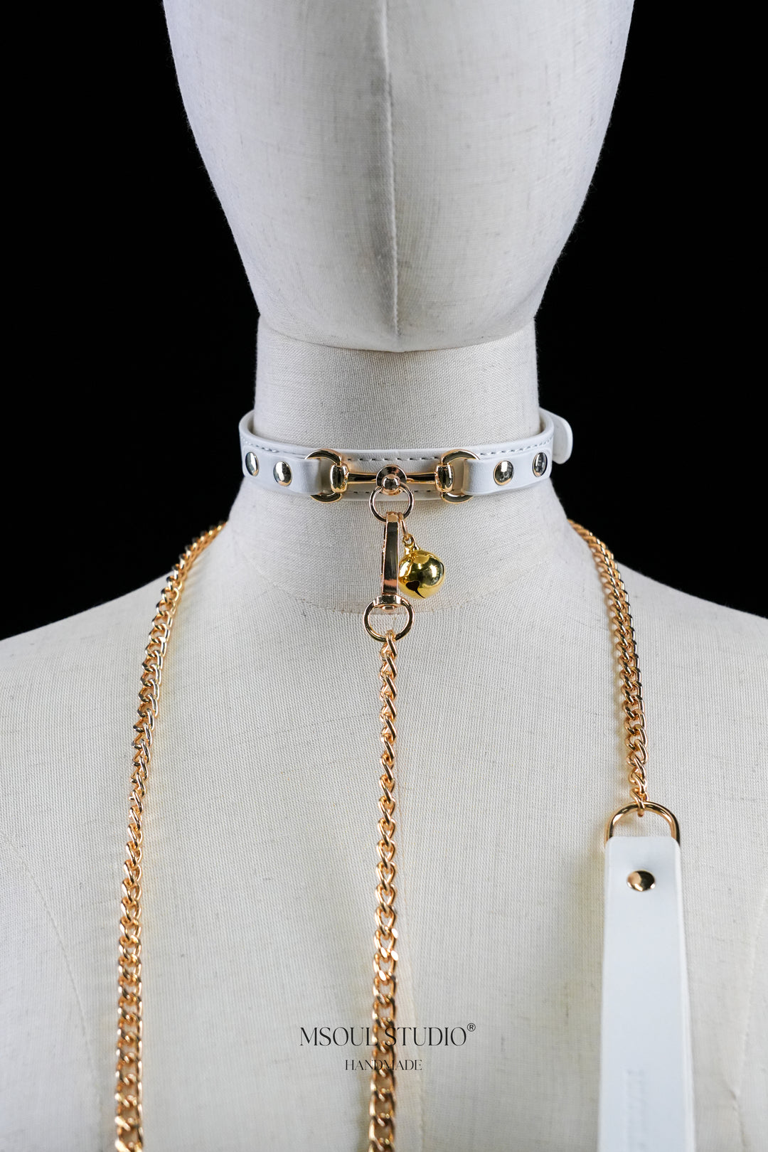 Natural leather Day Choker with Bell