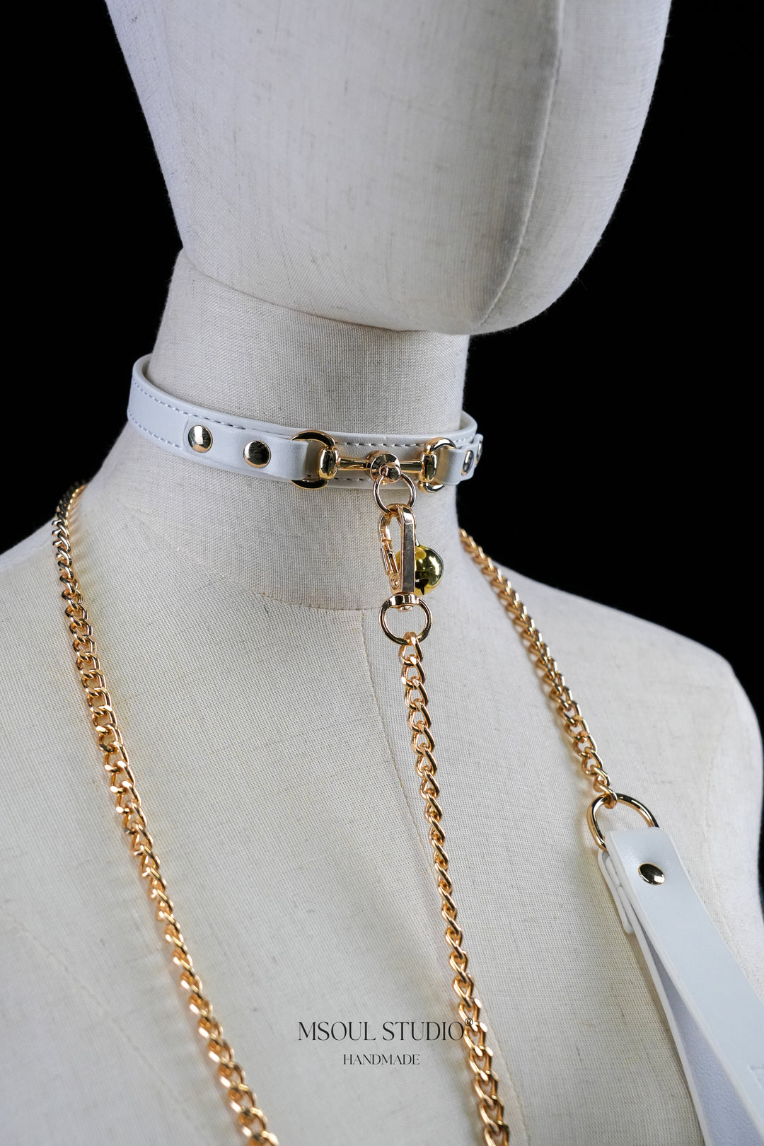 Natural leather Day Choker with Bell