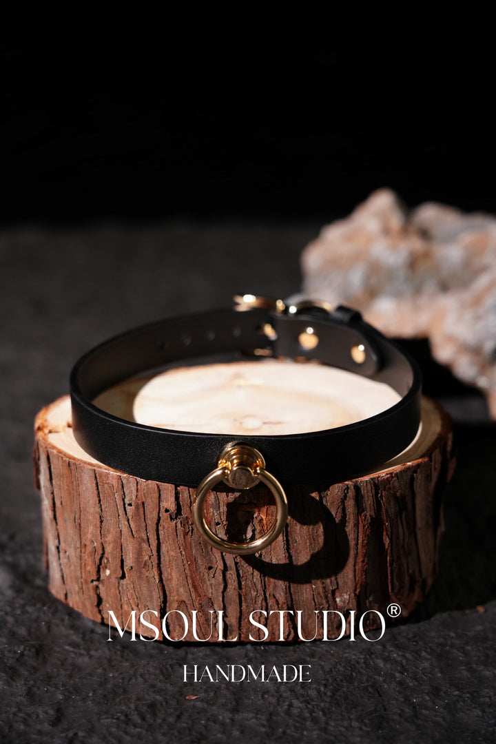Black Choker with Gold O-Ring