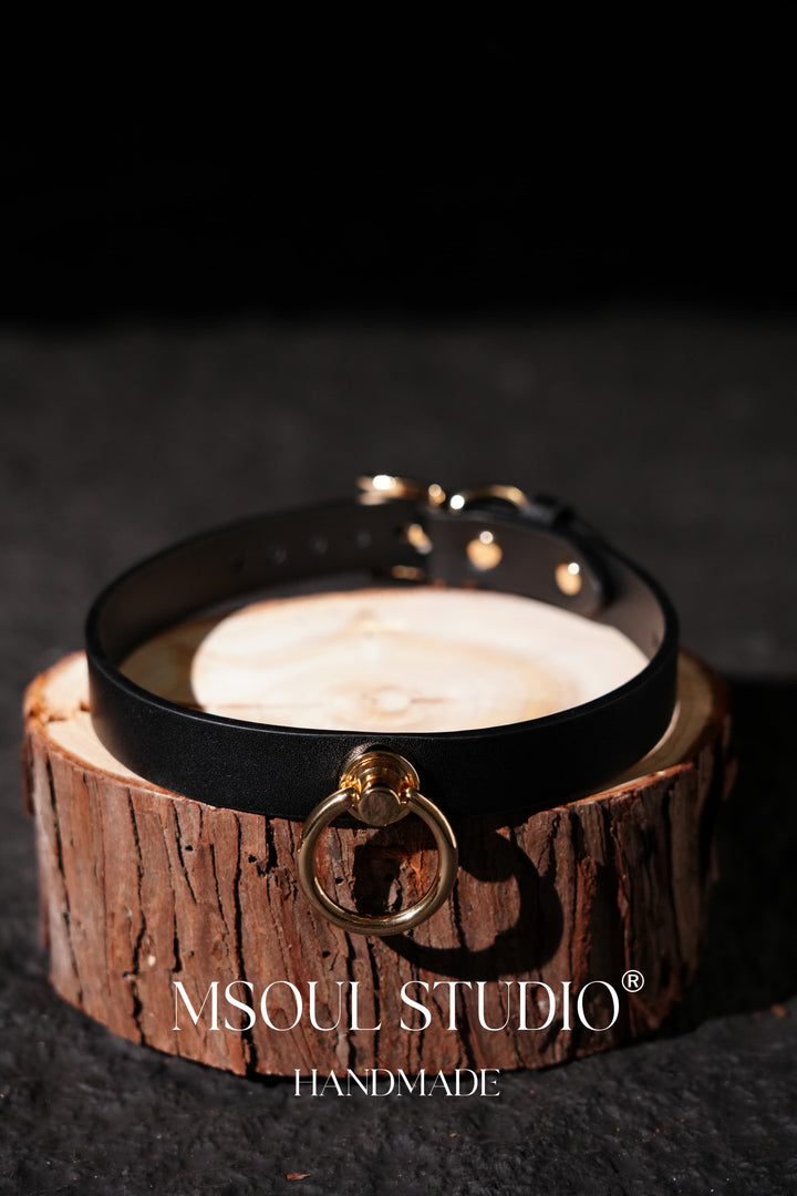Black Choker with Gold O-Ring