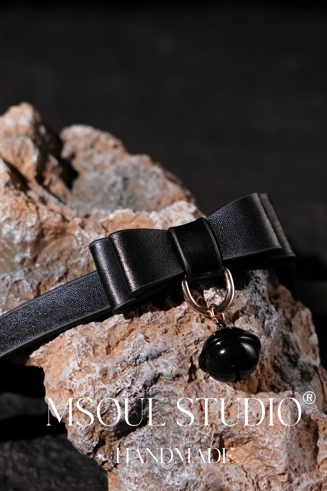 Geniune Leather bell choker with leash