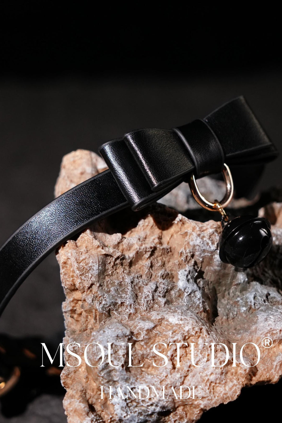 Geniune Leather bell choker with leash