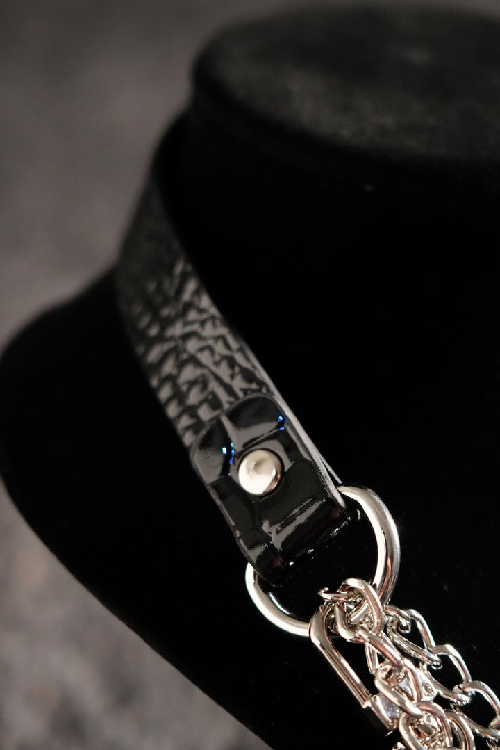 Dark Red Crocodile Paten Choker