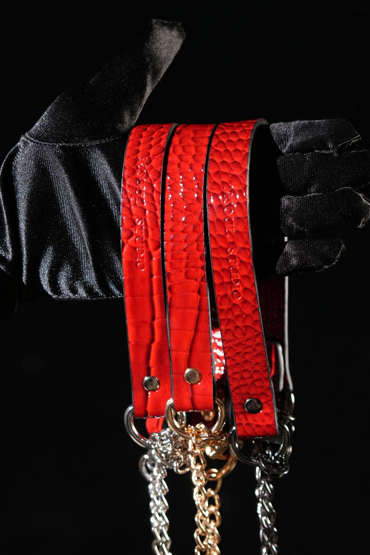 Dark Red Crocodile Paten Choker