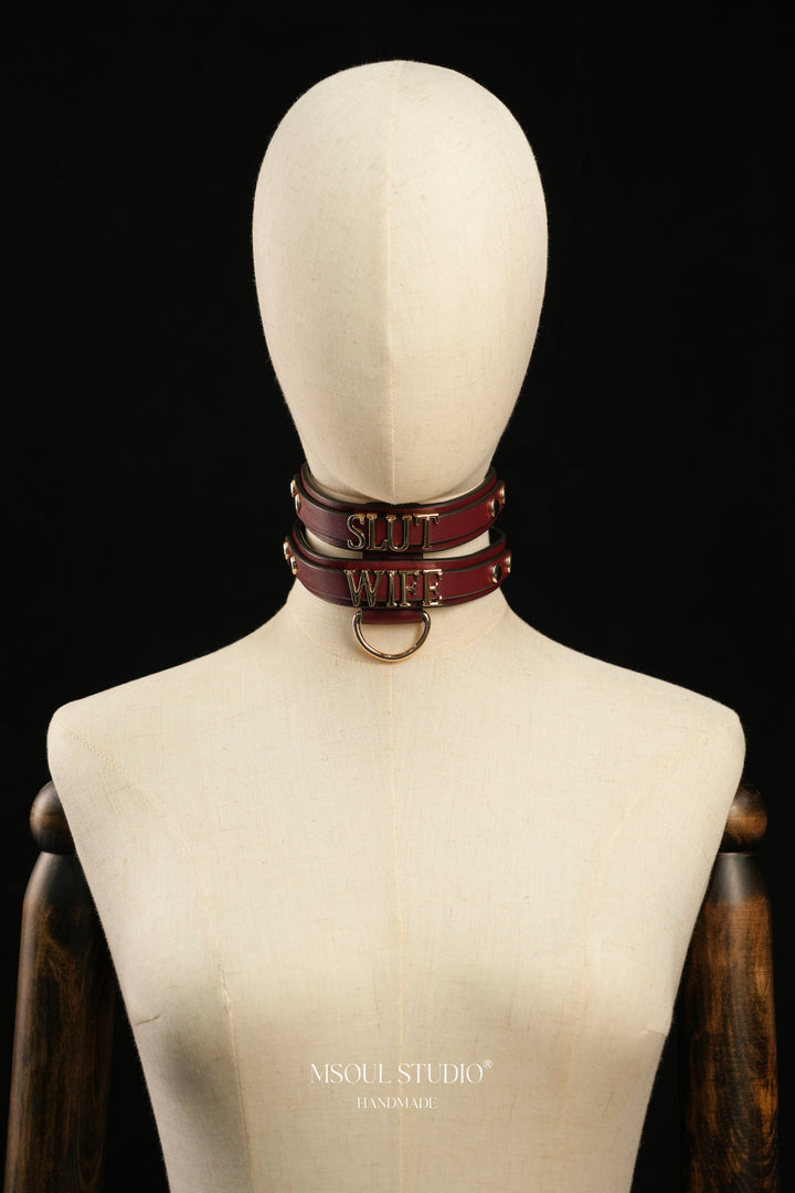 Burgundy Double Leather Choker