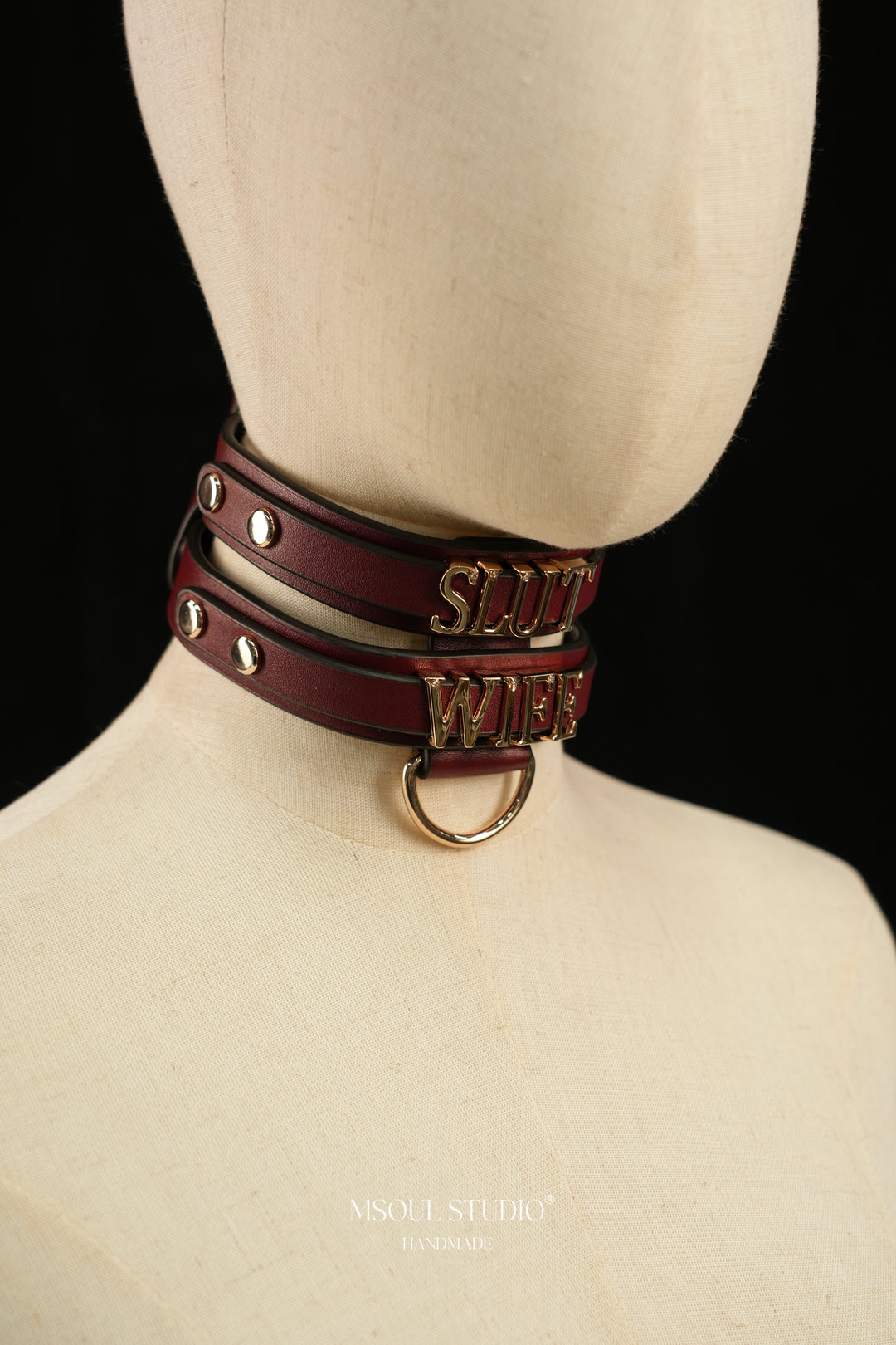 Burgundy Double Leather Choker