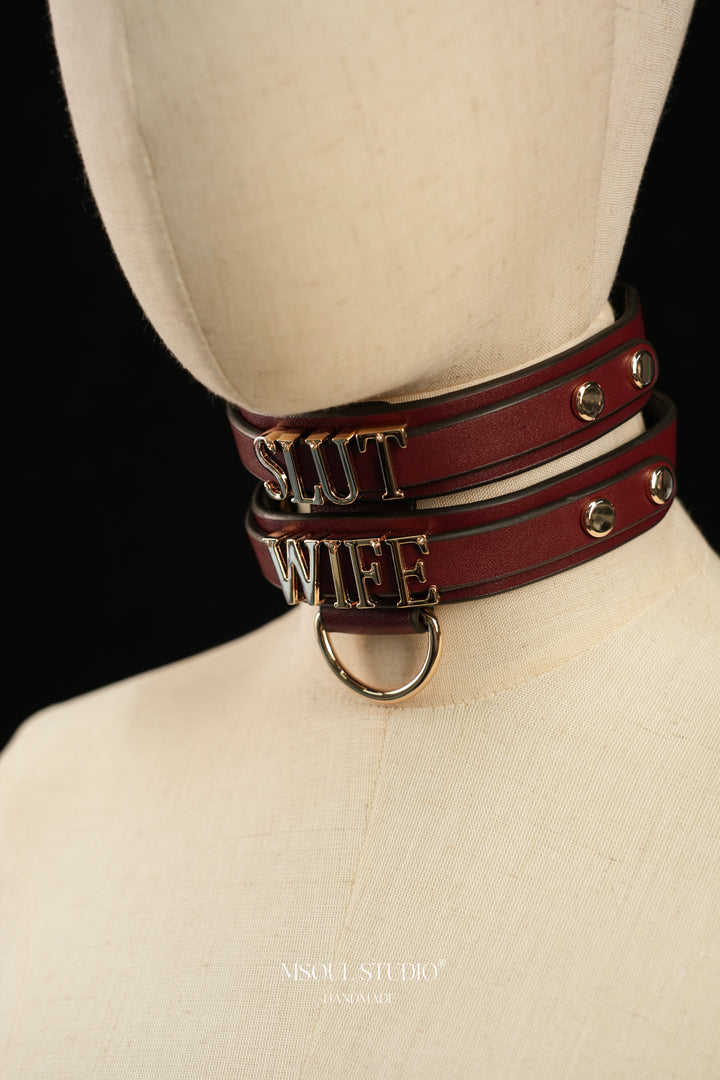 Burgundy Double Leather Choker