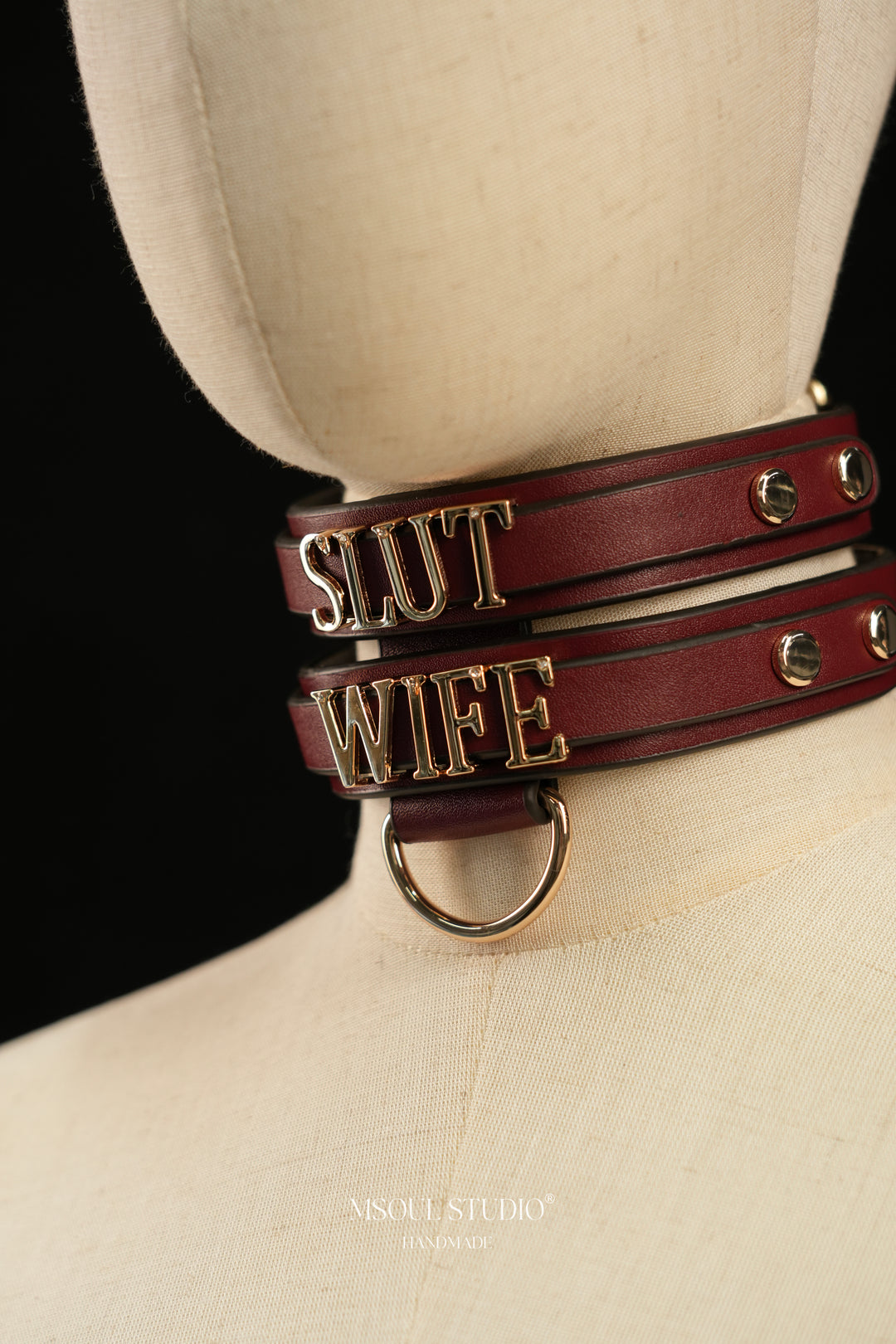 Burgundy Double Leather Choker