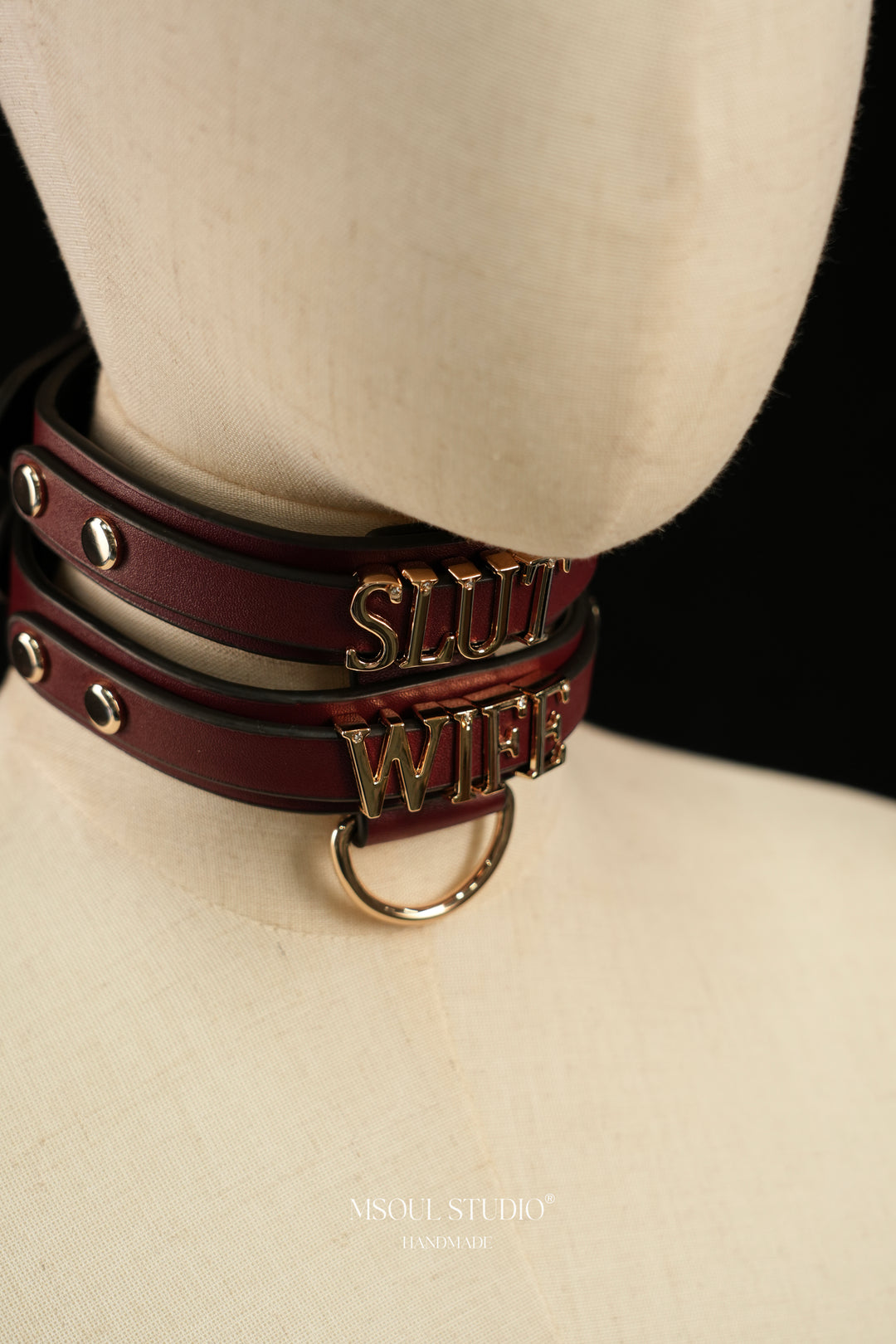 Burgundy Double Leather Choker