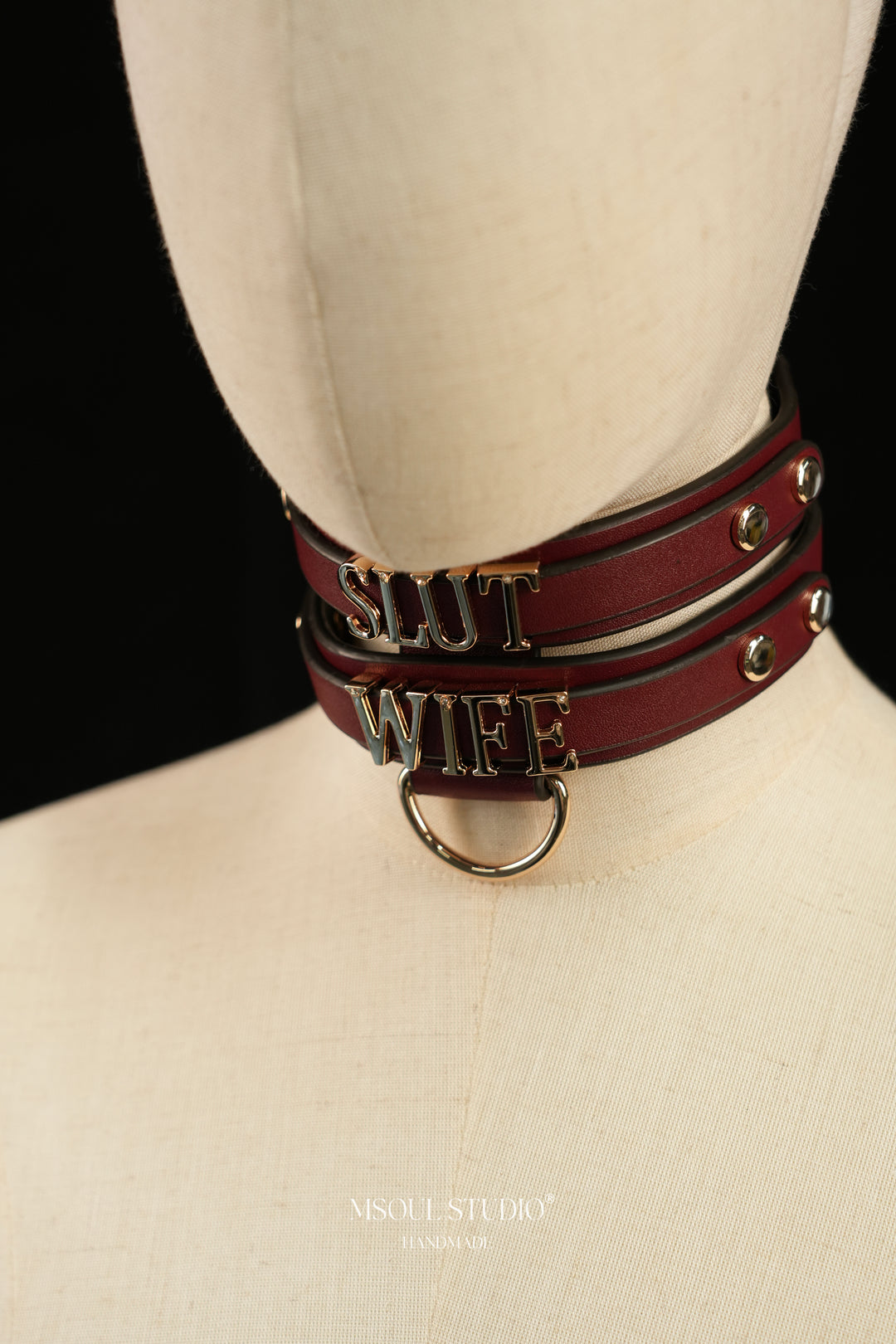 Burgundy Double Leather Choker