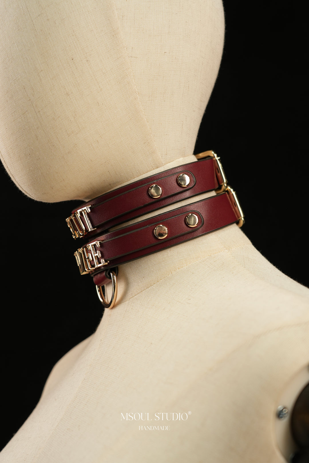 Burgundy Double Leather Choker
