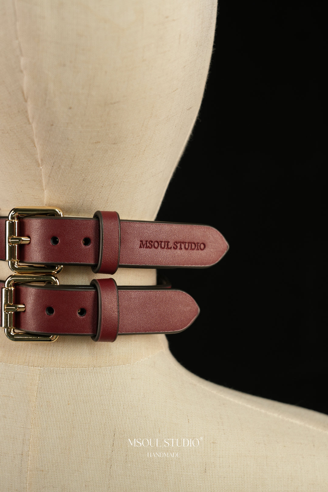Burgundy Double Leather Choker