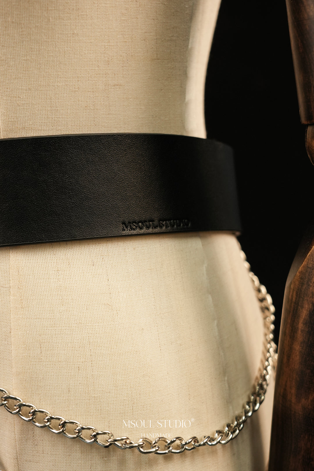 Back of the Cascade Chain Belt with embossed MSOUL STUDIO logo