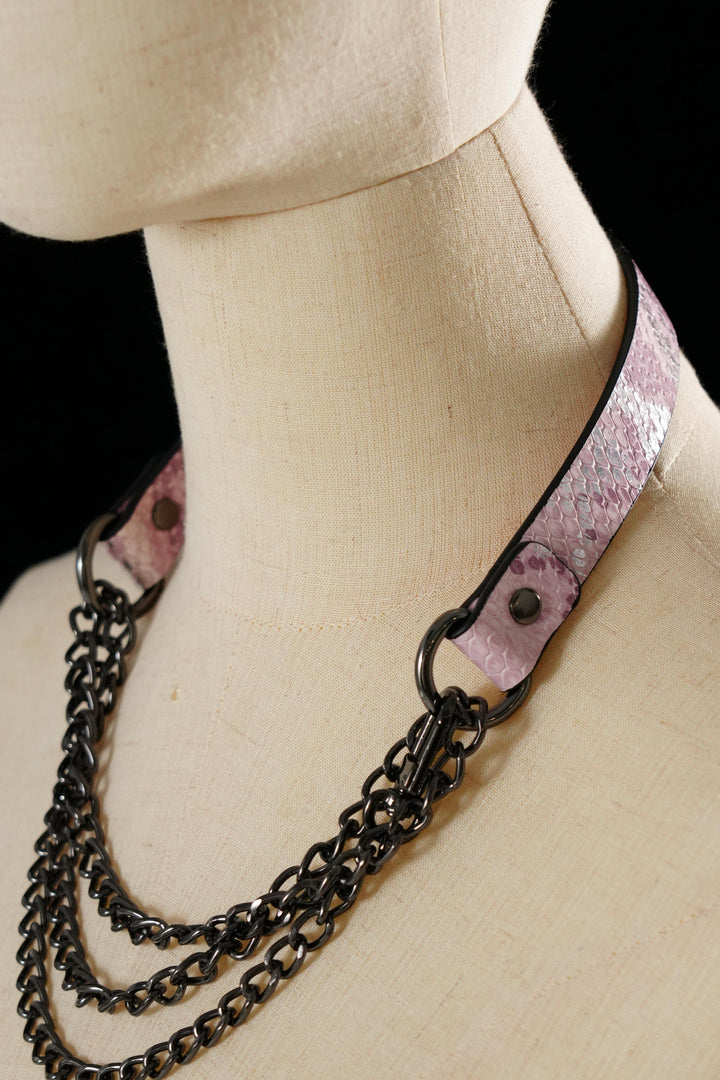 Dark Red Crocodile Paten Choker