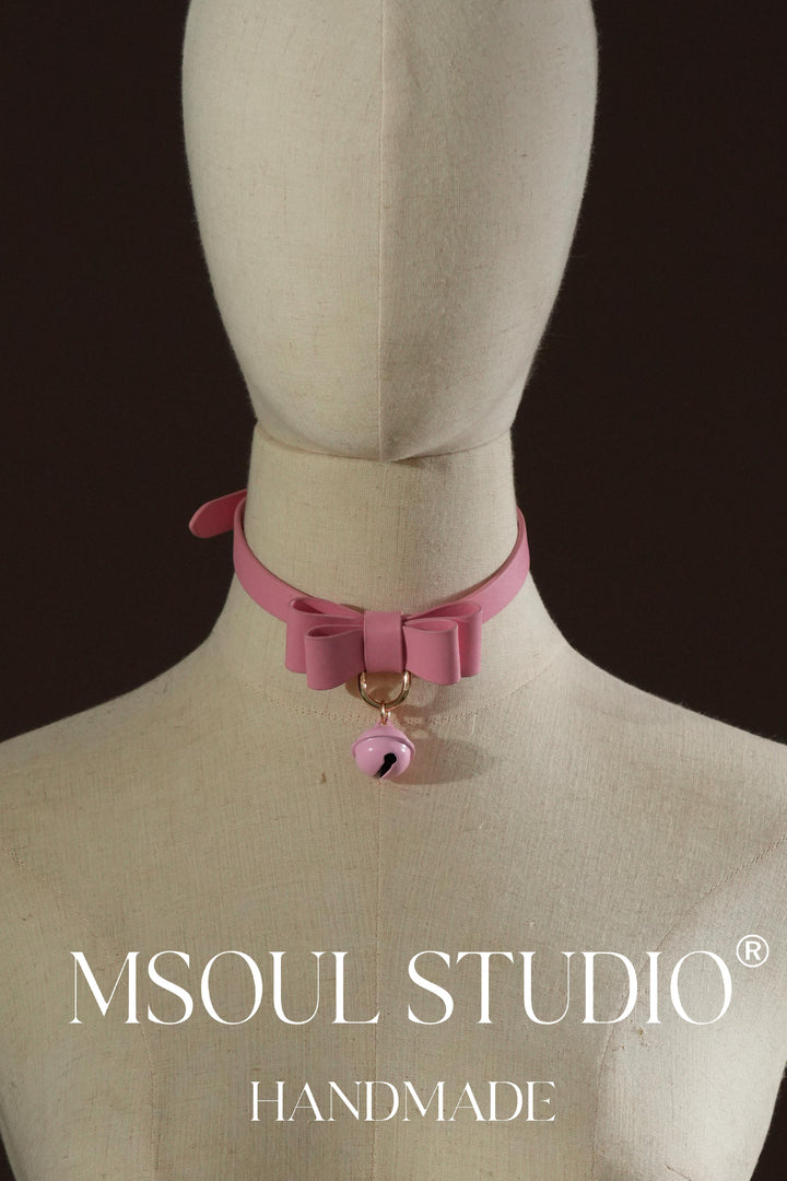 Geniune Leather bell choker with leash